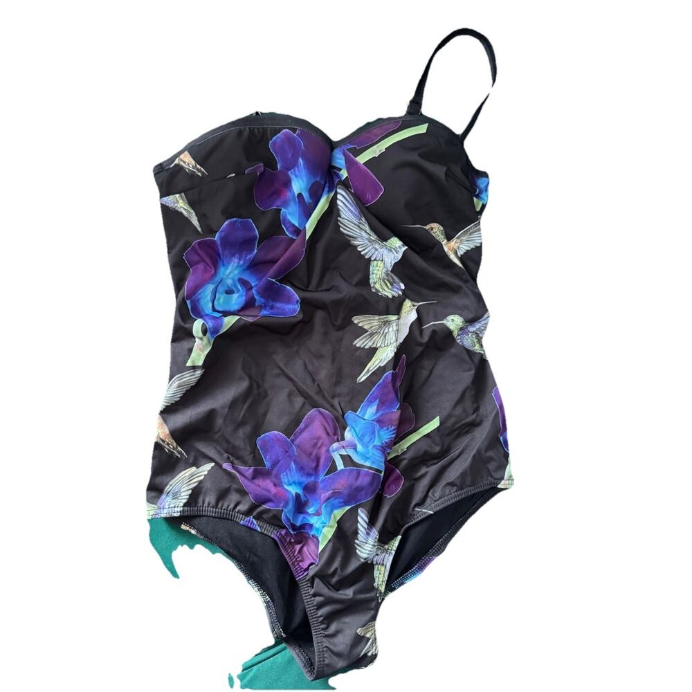 ModCloth‎ High Dive Women S Humming Bird One Piece Swimsuit Retro Beach Boho